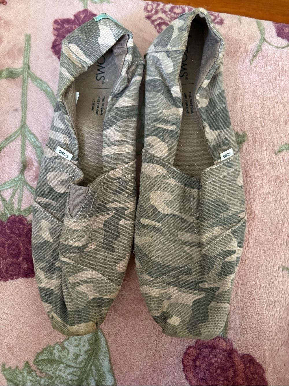 Toms Camo Canvas Slip-Ons in Green and Tan